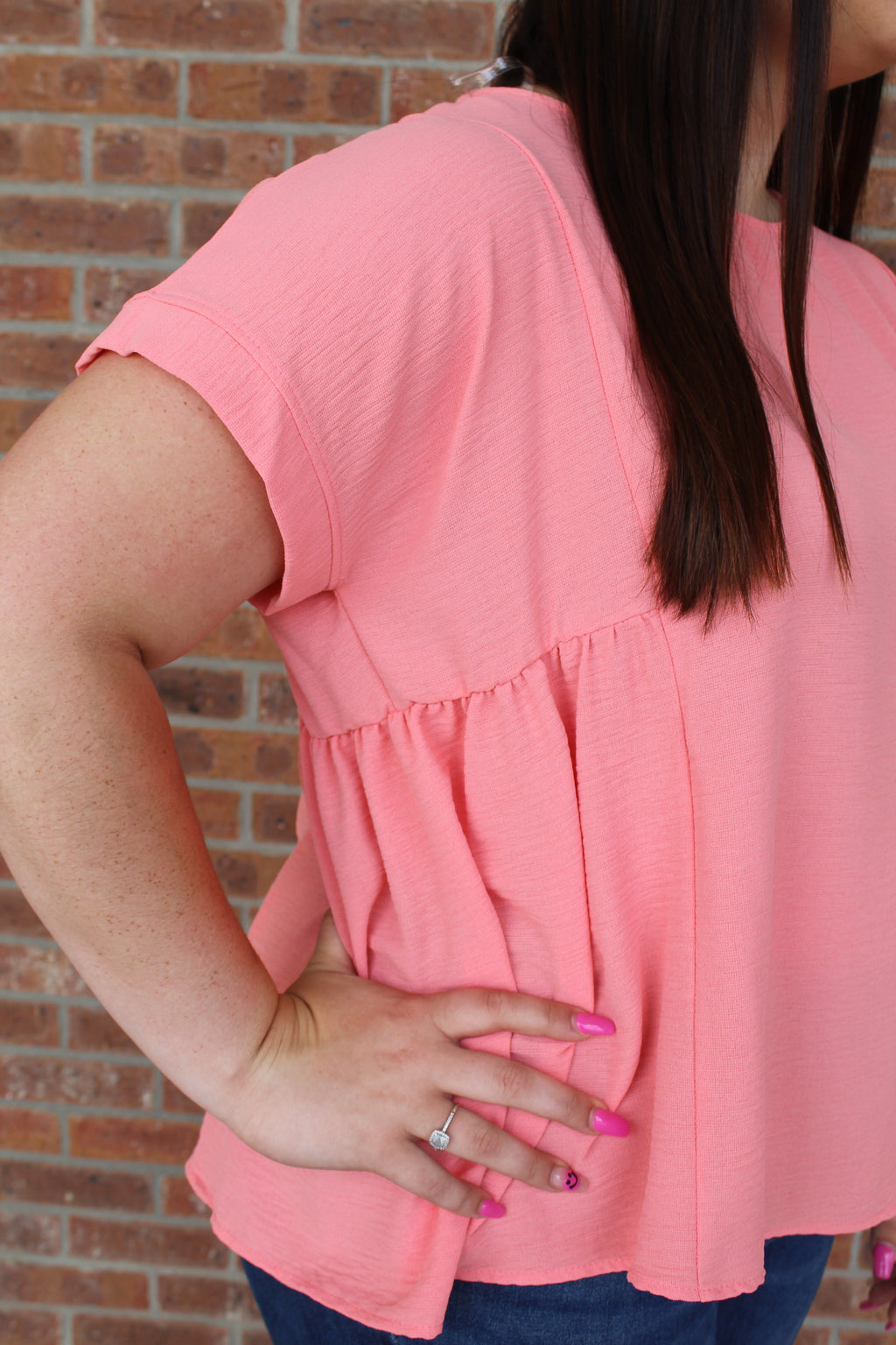 Spring Ready Curvy Top in Coral